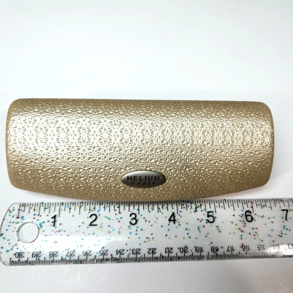 Helium Paris Hard Clamshell Eyeglasses Case Gold Textured Metallic Finish Floral